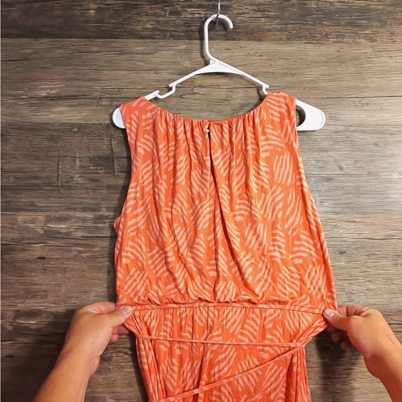LOFT Orange Tie Front A-line Sundress - Picture 2 of 6